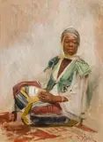 Franz Xaver Kosler, Oriental woman resting, oil on panel