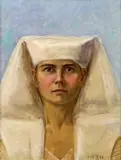Porträt der Gräfin Esterhazy als Sphinx (?) by circle of Franz von Matsch, 1918, Öl auf Leinwand, offered Feb 2016