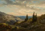 Markus Pernhart, Blick vom Wöllener Nock auf die Karawanken, Öl auf Leinwand