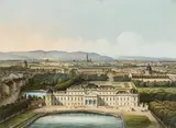 Franz Xaver Joseph Sandmann, Pendants: Belvedere und Schloss Schönbrunn, Kolorierte Lithographien