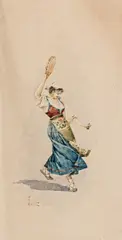 Tarantella-Tänzerin by Roberti, Aquarell auf Papier, offered Feb 2016