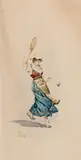 Roberti, Tarantella-Tänzerin, Aquarell auf Papier