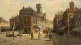 August von Siegen, Straßenansicht in Florenz, Öl auf Holz