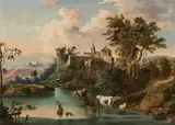 F. Tinnefeld, Pendants: 2 Landschaften mit Burg und Wasserschloss, Öl auf Leinwand