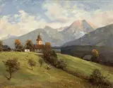 Reinhart Schinzel, Blick auf den Mittagskogel, Öl auf Karton