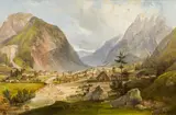 Jakob Canciani, Blick auf Raibl und den Fünfspitz, Öl auf Leinwand