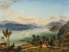 Jakob Canciani, Blick über den Millstättersee, Öl auf Leinwand