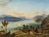 Jakob Canciani, Blick über den Millstättersee, Öl auf Leinwand