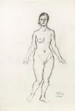 Herbert Boeckl, Standing female nude, 1931, charcoal on paper