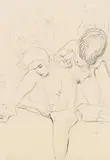Hans Bohler, Study with two nudes, pencil on paper