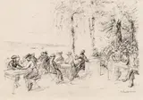 Max Liebermann, Kaffeegarten an der Havel, 1917, Lithografie auf Papier