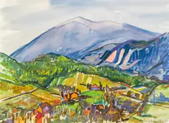 Landschaft by Karl Josef Gunsam, 1962, Mischtechnik auf Papier, offered Feb 2016