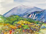 Landschaft by Karl Josef Gunsam, 1962, Mischtechnik auf Papier, offered Feb 2016