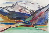 Karl Josef Gunsam, Landschaft, 1956, Mischtechnik auf Papier