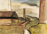 Ferdinand Stransky, Fabriklandschaft, Mischtechnik auf Papier; ungerahmt