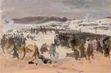 Wilhelm Thöny, Kriegsszene, 1914-18, Öl auf Karton