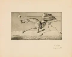 Alfred Kubin, Hans von Weber-Mappe mit 15 Faksimiledrucken nach Federzeichnungen des Künstlers ("Des Menschen Schicksal", "Die Stunde der Geburt", "Der Angstschrei", "Das Pendel", "Der Schwächling", "Macht", "Epidemie", "Hungersnot", "Der Krieg", "Wissenschaft", "Das Grausen", "Die Todesstunde", "Der beste Arzt", "Vergessen - Versunken", "Nach der Schlacht"), 1903, Faksimiledrucke nach Federzeichnungen