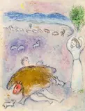 Marc Chagall, Dorkons List (Blatt 10 aus dem Buch "Daphnis & Chloë"), 1961, Farblithografie auf Velin d'Arches