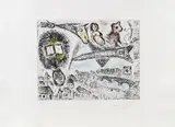 Marc Chagall, Le Village et Paris (from: Songes), 1981, colour aquatint etching on paper