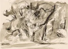 Landschaft by Ernst Paar, 1949, Tusche, Aquarell auf Papier, offered Feb 2016