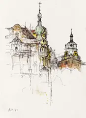 Michael Coudenhove-Kalergi, Prag, 1967, Mischtechnik auf Papier, ungerahmt