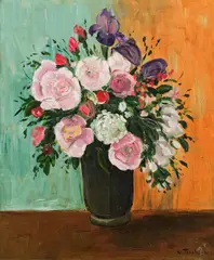 Viktor Tischler, Blumenstillleben, Öl auf Leinwand