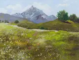 Konstantin Stoitzner, Landschaft, Öl auf Karton