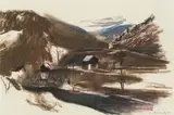 Josef Dobrowsky, Winterliche Landschaft, 1936, Pastell auf Papier