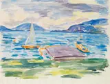 Lisl Engels, Segelboote am Attersee, 2002, Aquarell auf Papier; ungerahmt