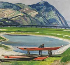 Igo Pötsch, Danube valley landscape, 1936, oil on panel