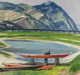 Igo Pötsch, Danube valley landscape, 1936, oil on panel