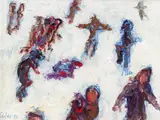 Georg Eisler, Schlittschuhläufer, 1993, Öl auf Holz