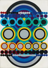 Hermann J. Painitz, Aus Elementen zusammengesetzte Form, ca. 1967, Acryl auf Leinwand