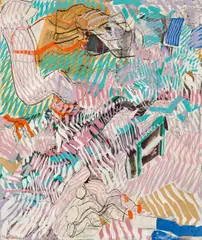Franz Motschnig, Improvisation, 1983, Mischtechnik, Acryl, Collage auf Leinwand