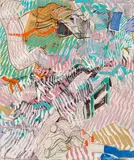 Franz Motschnig, Improvisation, 1983, Mischtechnik, Acryl, Collage auf Leinwand