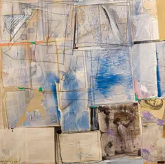 Franz Motschnig, o.T., 1983, Acryl, Collage auf Leinwand