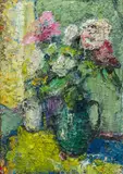 Hans Andreas, Green vase with flowers, 1995, oil on canvas