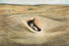 o.T. by Eduard Angeli, 1975, Buntstift auf Papier, sold Feb 2016