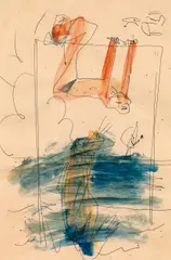 o.T. by Siegfried Anzinger, 1983, Mischtechnik auf Papier, offered Feb 2016