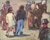 Georg Eisler, Straßenszene, 1989, Öl auf Leinwand