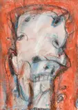 Totenkopf by Adolf Frohner, 1988, Mischtechnik auf Papier, sold Feb 2016