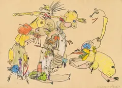 Anselm Gluck, o.T., Mischtechnik auf Papier; ungerahmt