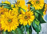Josef Kern, Sunflowers, 1986, oil on canvas