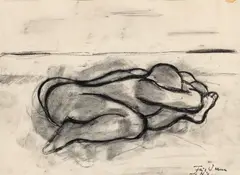 Otto Muehl, o.T. (Liegende), 1959, Kohle auf Papier