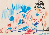 Otto Muehl, Liegender Akt, 1989, Ölkreide auf Papier; ungerahmt