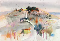 Kurt Panzenberger, Südliche Landschaft, 1991, Mischtechnik auf Papier