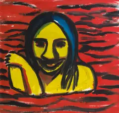 Hubert Schmalix, Woman in red water, 1979, acrylic on canvas