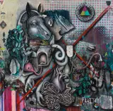 Dominik Schmitt, flütt-litz (ut pictora poesis), 2016, Mischtechnik auf Leinwand