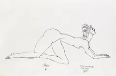 Wander Bertoni, Frauenakt, 1986, Tusche auf Büttenpapier; ungerahmt