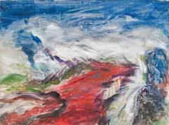 Hubert Berchtold, Landschaft bei Ronda, 1978, Mischtechnik auf Papier
